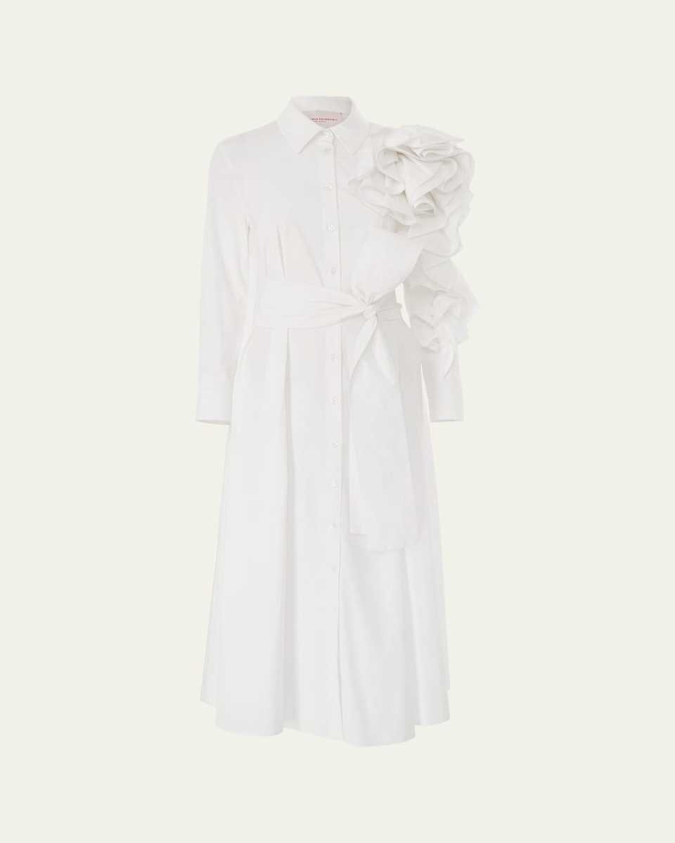 Flower Sleeve Midi Shirt Dress